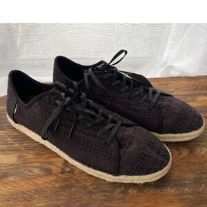 TOMS Lena Arrow Embroidered Black Sneakers Espadrille‎ Style NWT Women's Sz 12